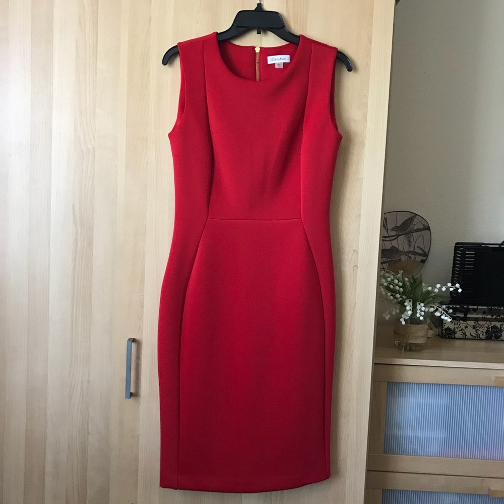 Red dress Calvin Klein Scuba Sheath